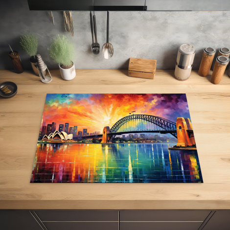 Inductiebeschermer - Sydney - Brug - Zonsondergang - Kunst-2