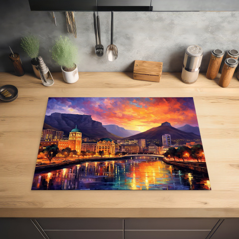 Herdabdeckplatte - Kapstadt - Sonnenuntergang - Stadt - Architektur - Kunst-2