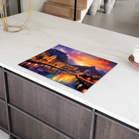 Herdabdeckplatte - Kapstadt - Sonnenuntergang - Stadt - Architektur - Kunst-6