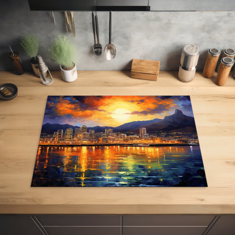 Herdabdeckplatte - Weltstadt - Kapstadt - Sonnenuntergang - Architektur - Kunst-2