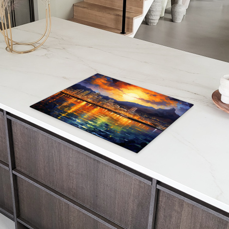 Herdabdeckplatte - Weltstadt - Kapstadt - Sonnenuntergang - Architektur - Kunst-6
