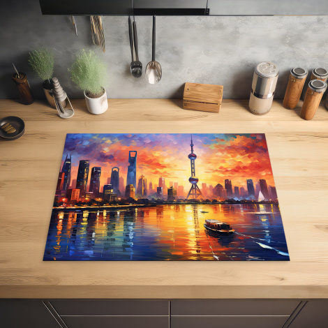 Herdabdeckplatte - Shanghai - Sonnenuntergang - Architektur - Kunst-2