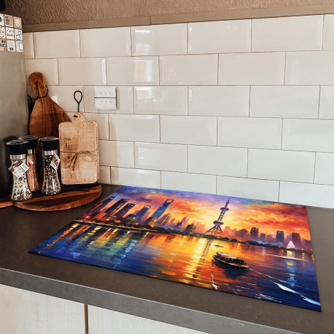 Herdabdeckplatte - Shanghai - Sonnenuntergang - Architektur - Kunst-5