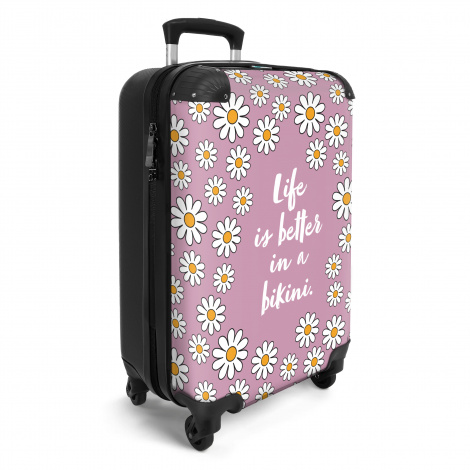Koffer - Quote - Bloemen - Roze - Life is better in a bikini-2