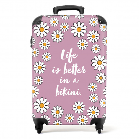 Koffer - Quote - Bloemen - Roze - Life is better in a bikini