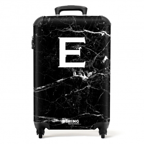 Koffer - Marmer look - Letter E - Zwart