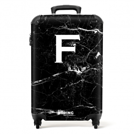 Koffer - Marmer - Zwart - Letter F