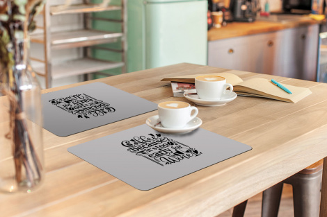 Premium placemats (6 stuks) - Spreuken - Koffie - Coffee because it's too early for wine - Quotes - 45x30 cm-3