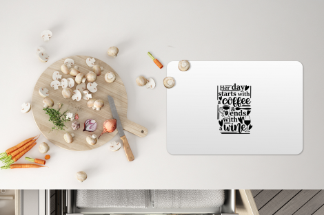 Premium placemats (6 stuks) - Spreuken - Her day starts with coffee & ends with a wine - Quotes - 45x30 cm-4