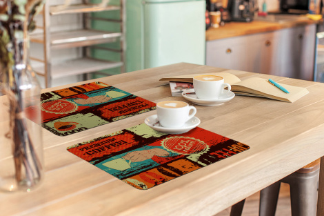 Tischset (6er Set) - Kaffee - Vintage - Collage - 45x30 cm-3