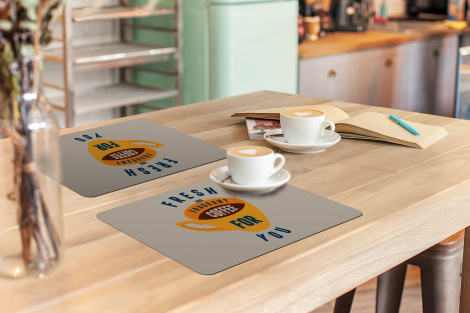 Premium placemats (6 stuks) - Koffie - Quotes - Vintage - Spreuken - Fresh and fragrant coffee for you - 45x30 cm-3
