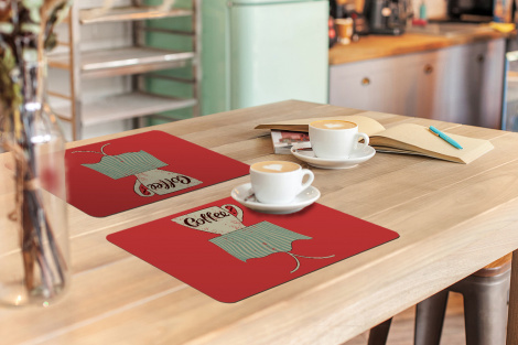 Premium placemats (6 stuks) - Coffee? - Spreuken - Koffiekop - Vintage - Quotes - 45x30 cm-3
