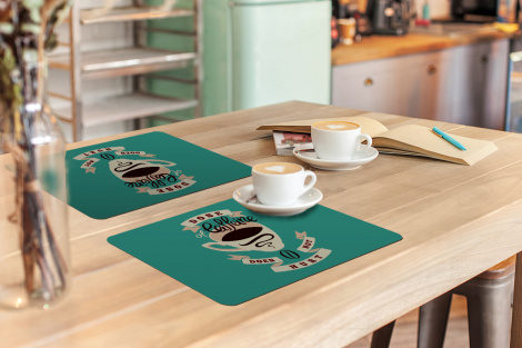 Premium placemats (6 stuks) - Koffie - Spreuken - Vintage - Dose of caffeine does not hurt - Quotes - 45x30 cm-3