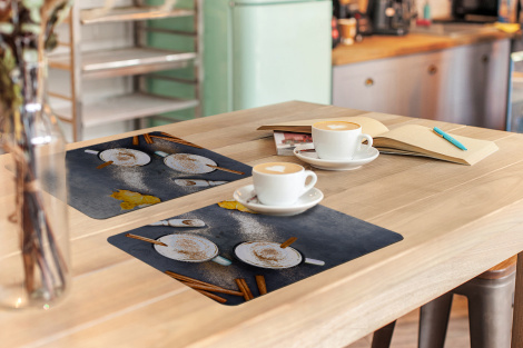 Tischset (6er Set) - Eine Draufsicht auf herbstlichen Kaffee mit Zimt - 45x30 cm-3