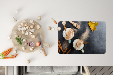 Premium placemats (6 stuks) - Een bovenaanzicht van herfstachtige koffie geserveerd met kaneel - 45x30 cm-thumbnail-4