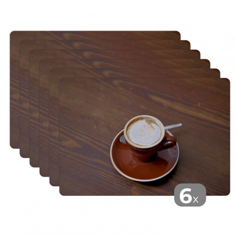 Tischset (6er Set) - Eine Blume als Symbol in der Schaumschicht des Kaffees - 45x30 cm