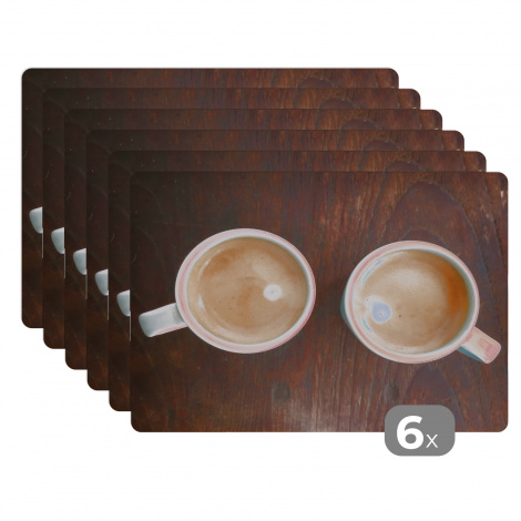 Premium placemats (6 stuks) - Een luchtfoto van twee kopjes koffie - 45x30 cm-1