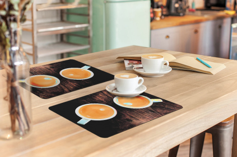 Tischset (6er Set) - Eine Luftaufnahme von zwei Tassen Kaffee - 45x30 cm-3