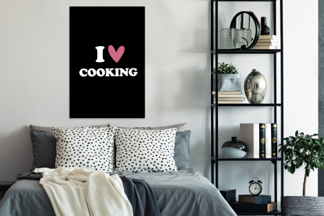 Poster met lijst - I love cooking - Koken - Hartje - Kookliefhebber - Kok - Spreuken - Staand-4