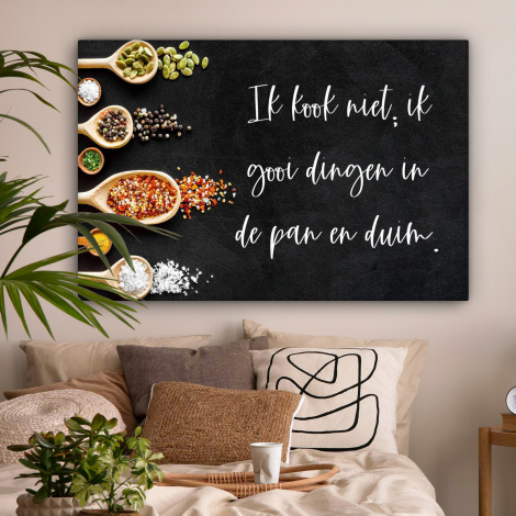 Canvas - Ik gooi dingen in de pan en duim - Keuken - Quotes - Spreuken - Humor-2