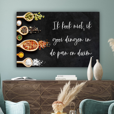 Canvas - Ik gooi dingen in de pan en duim - Keuken - Quotes - Spreuken - Humor-3