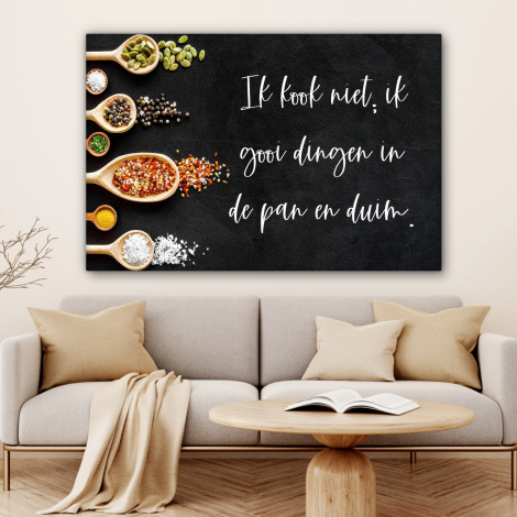 Canvas - Ik gooi dingen in de pan en duim - Keuken - Quotes - Spreuken - Humor-4