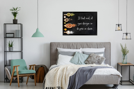 Poster met lijst - Ik gooi dingen in de pan en duim - Keuken - Quotes - Spreuken - Humor - Liggend-4
