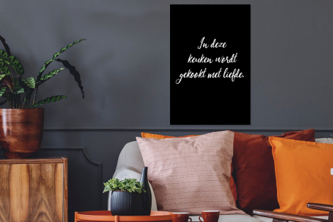 Poster met lijst - In deze keuken wordt gekookt met liefde - Koken - Spreuken - Quotes - Liefde - Staand-2