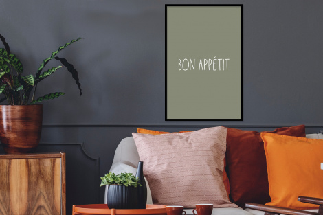 Poster met lijst - Spreuken - Bon appétit - Quotes - Eet smakelijk - Eten - Staand-2