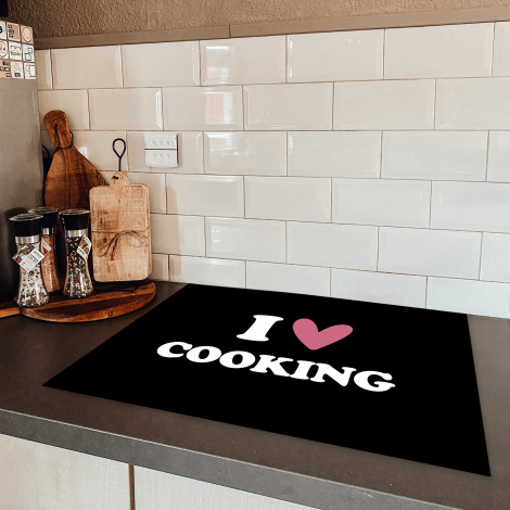 Inductiebeschermer - I love cooking - Koken - Hartje - Kookliefhebber - Kok - Spreuken-5
