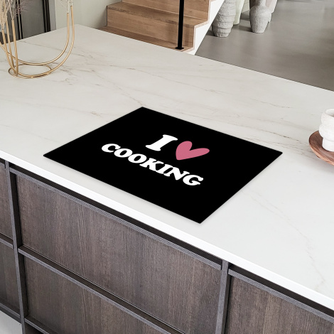Inductiebeschermer - I love cooking - Koken - Hartje - Kookliefhebber - Kok - Spreuken-6