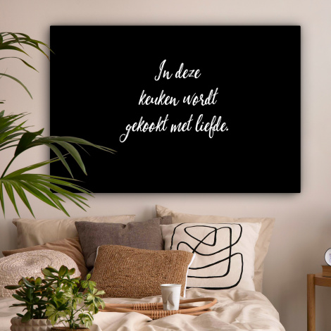 Canvas - In deze keuken wordt gekookt met liefde - Koken - Spreuken - Quotes - Liefde-2