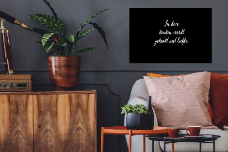 Poster met lijst - In deze keuken wordt gekookt met liefde - Koken - Spreuken - Quotes - Liefde - Liggend-2