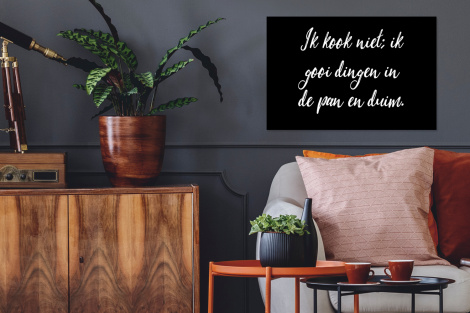 Poster met lijst - Ik kook niet - Spreuken - Koken - Humor - Quotes - Liggend-2