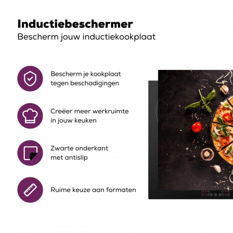 Inductiebeschermer - Pizza - Groente - Kruiden - Keuken - Industrieel-3