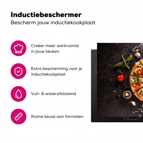 Inductiebeschermer - Pizza - Groente - Kruiden - Keuken - Industrieel-3