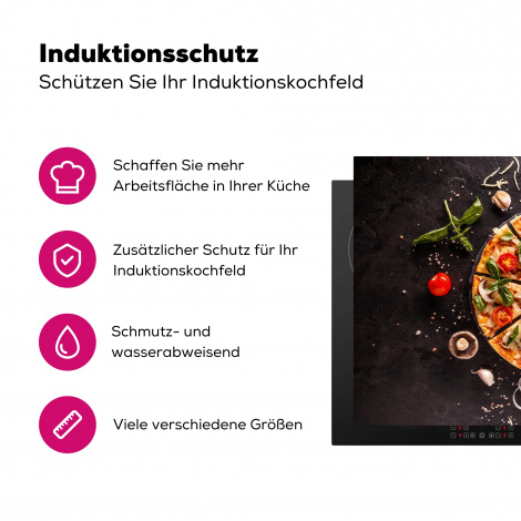 Herdabdeckplatte - Pizza - Gemüse - Kräuter - Küche - Industrie-3