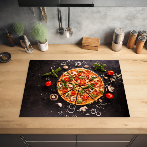 Herdabdeckplatte - Pizza - Gemüse - Kräuter - Küche - Industrie-2