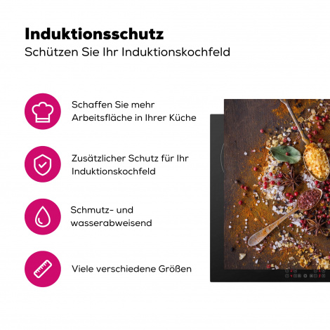 Herdabdeckplatte - Gewürze - Kräuter - Löffel - Salz - Braun - Küche-3