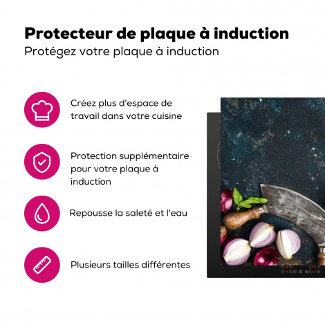 Protège-plaque à induction - Légumes - Herbes - Couteau berceau - Oignon - Épices - Rustique-3
