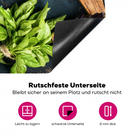 Herdabdeckplatte - Gemüse - Kräuter - Wiegemesser - Zwiebel - Gewürze - Rustikal-4