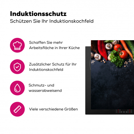 Herdabdeckplatte - Gemüse - Kräuter - Gewürze - Schwarz - Rustikal - Küche-3