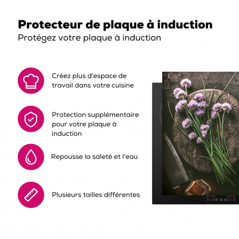 Protège-plaque à induction - Ciboulette - Cuisine - Mortier - Rustique - Herbes - Violet-3