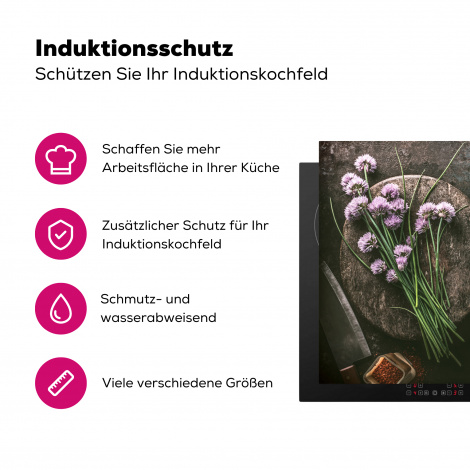 Herdabdeckplatte - Schnittlauch - Küche - Mörser - Rustikal - Kräuter - Lila-3