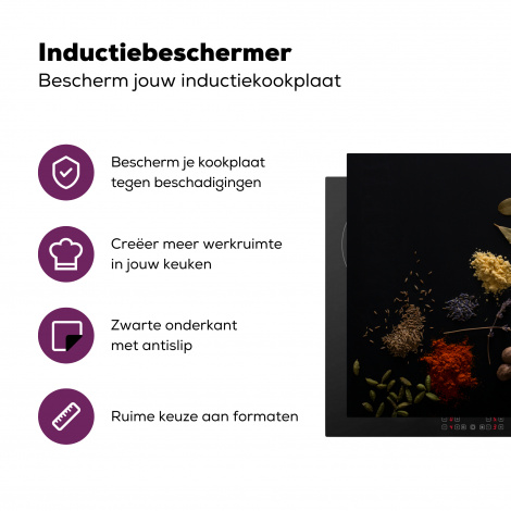 Inductiebeschermer - Kruiden - Zwart - Specerijen - Keuken - Koken-3