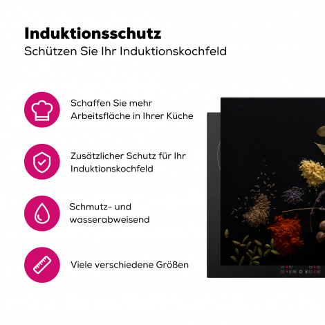 Herdabdeckplatte - Kräuter - Schwarz - Gewürze - Küche - Kochen-3