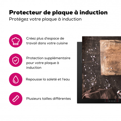 Protège-plaque à induction - Planche à découper - Herbes - Cuillère - Cuisine - Rustique - Mortier - Ciboulette-3
