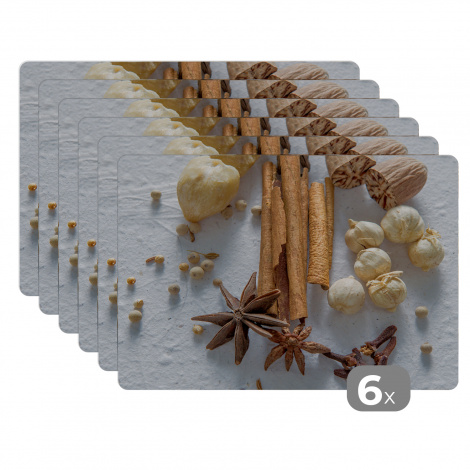 Premium placemats (6 stuks) - Kruiden op een lichte ondergrond - 45x30 cm-1