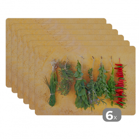 Premium placemats (6 stuks) - Mediterraanse kruiden - 45x30 cm