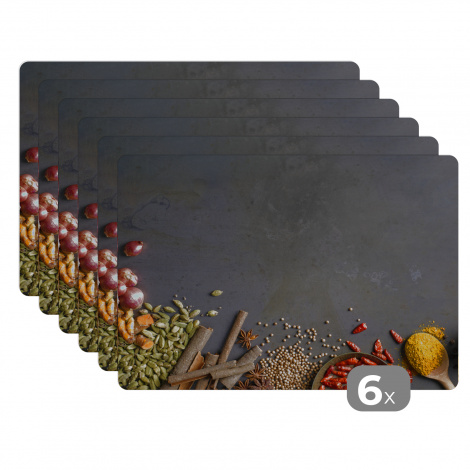 Premium placemats (6 stuks) - Kruiden - Eten - Specerijen - 45x30 cm